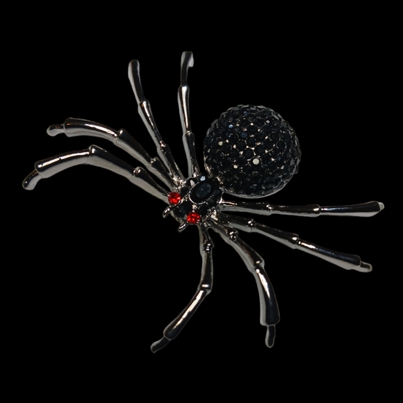 Bling Spider Pin Rhinestone Brooch - Picture 4 of 12